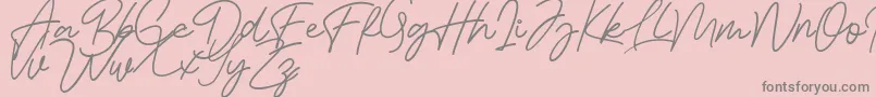 Bessita Handwriting Free-fontti – harmaat kirjasimet vaaleanpunaisella taustalla