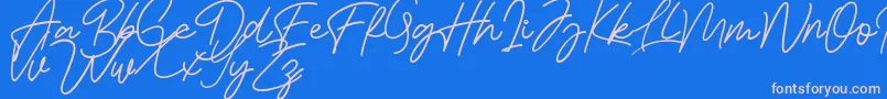 Bessita Handwriting Free-Schriftart – Rosa Schriften auf blauem Hintergrund
