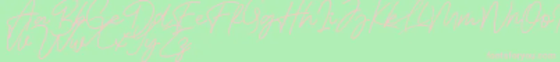 Bessita Handwriting Free-Schriftart – Rosa Schriften auf grünem Hintergrund