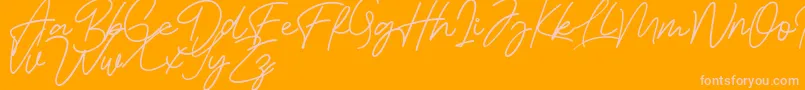 Bessita Handwriting Free Font – Pink Fonts on Orange Background