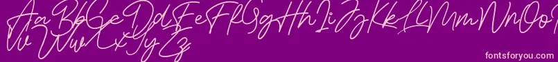 Fonte Bessita Handwriting Free – fontes rosa em um fundo violeta