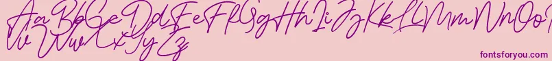 Bessita Handwriting Free-Schriftart – Violette Schriften auf rosa Hintergrund