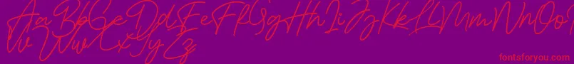 Bessita Handwriting Free-fontti – punaiset fontit violetilla taustalla