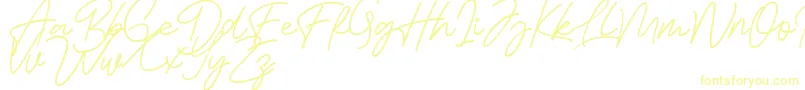 Bessita Handwriting Free-Schriftart – Gelbe Schriften auf weißem Hintergrund