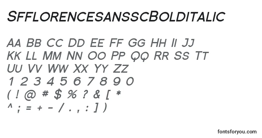 Шрифт SfflorencesansscBolditalic – алфавит, цифры, специальные символы