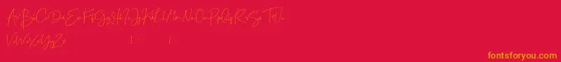Best Deals-Schriftart – Orangefarbene Schriften auf rotem Hintergrund