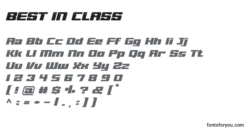 Czcionka BEST IN CLASS – alfabet, cyfry, specjalne znaki