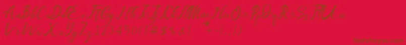 Czcionka Bestalia   PU – brązowe czcionki na czerwonym tle
