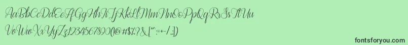 Fonte Bestilla Script DEMO – fontes pretas em um fundo verde