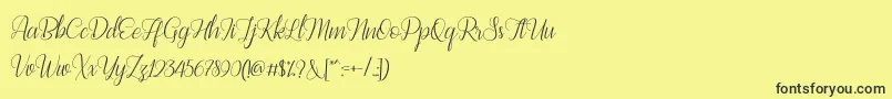 Bestilla Script DEMO-Schriftart – Schwarze Schriften auf gelbem Hintergrund