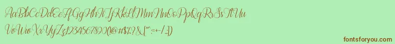 Bestilla Script DEMO-Schriftart – Braune Schriften auf grünem Hintergrund