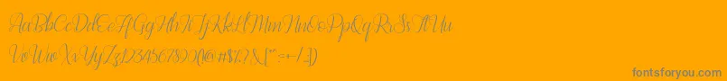 Bestilla Script DEMO-Schriftart – Graue Schriften auf orangefarbenem Hintergrund