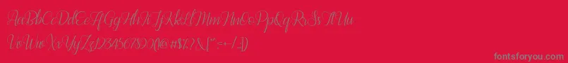 Bestilla Script DEMO-Schriftart – Graue Schriften auf rotem Hintergrund