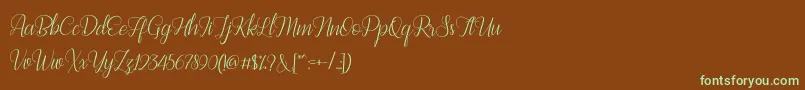 Bestilla Script DEMO Font – Green Fonts on Brown Background