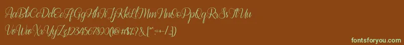 Bestilla Script DEMO-Schriftart – Grüne Schriften auf braunem Hintergrund