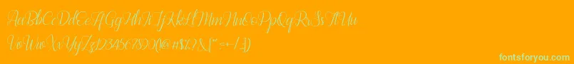 Bestilla Script DEMO-Schriftart – Grüne Schriften auf orangefarbenem Hintergrund