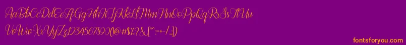 Bestilla Script DEMO-Schriftart – Orangefarbene Schriften auf violettem Hintergrund