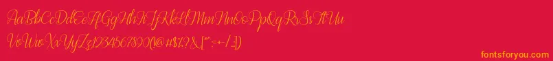 Bestilla Script DEMO Font – Orange Fonts on Red Background