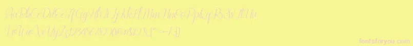 Bestilla Script DEMO-Schriftart – Rosa Schriften auf gelbem Hintergrund