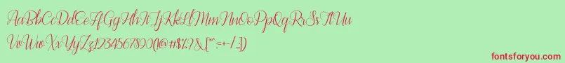 Bestilla Script DEMO Font – Red Fonts on Green Background