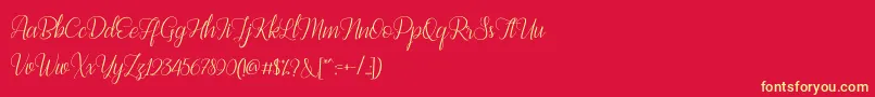 Bestilla Script DEMO-Schriftart – Gelbe Schriften auf rotem Hintergrund