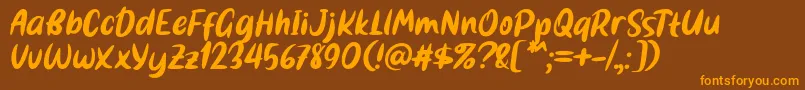 Bestina Font by 7NTypes Font – Orange Fonts on Brown Background