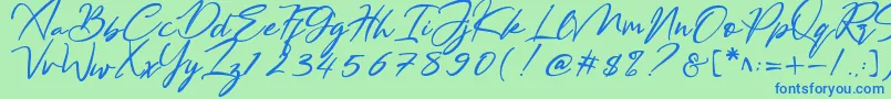 Bestowens Font – Blue Fonts on Green Background