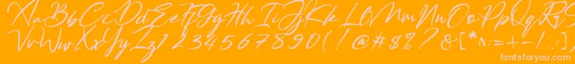 Bestowens-Schriftart – Rosa Schriften auf orangefarbenem Hintergrund