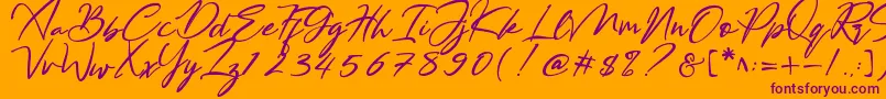 Bestowens Font – Purple Fonts on Orange Background