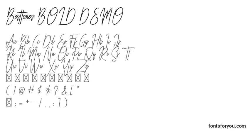 A fonte Besttones BOLD DEMO (121150) – alfabeto, números, caracteres especiais