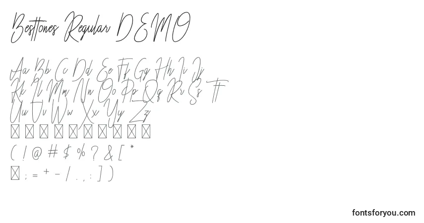 Czcionka Besttones Regular DEMO – alfabet, cyfry, specjalne znaki