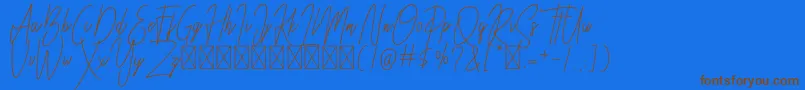 Besttones Regular DEMO-Schriftart – Braune Schriften auf blauem Hintergrund