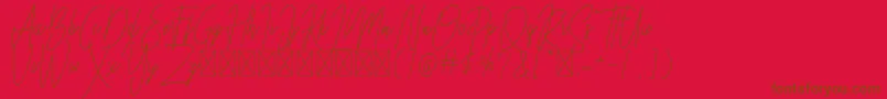 Besttones Regular DEMO-Schriftart – Braune Schriften auf rotem Hintergrund