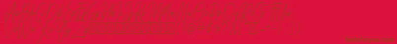 フォントBesttones Regular DEMO – 赤い背景に茶色の文字