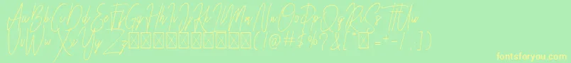 Besttones Regular DEMO-fontti – keltaiset fontit vihreällä taustalla