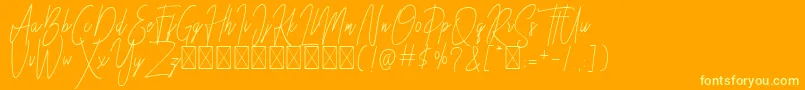 Besttones Regular DEMO-Schriftart – Gelbe Schriften auf orangefarbenem Hintergrund