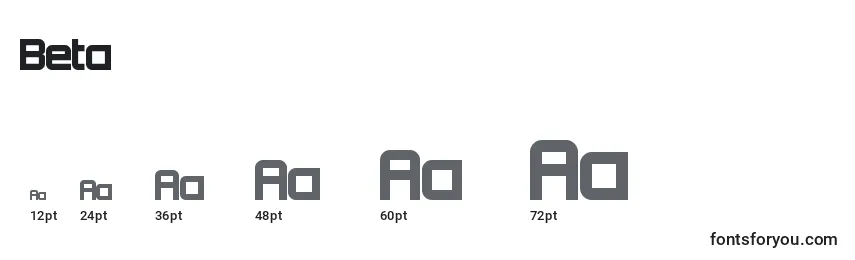 Beta (121154) Font Sizes