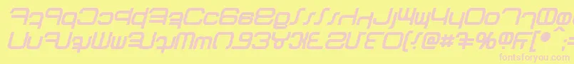 Betazed Bold Italic-fontti – vaaleanpunaiset fontit keltaisella taustalla