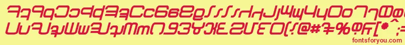 Fonte Betazed Bold Italic – fontes vermelhas em um fundo amarelo