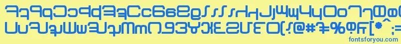 フォントBetazed Bold – 青い文字が黄色の背景にあります。