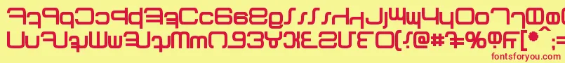 Betazed Bold-Schriftart – Rote Schriften auf gelbem Hintergrund