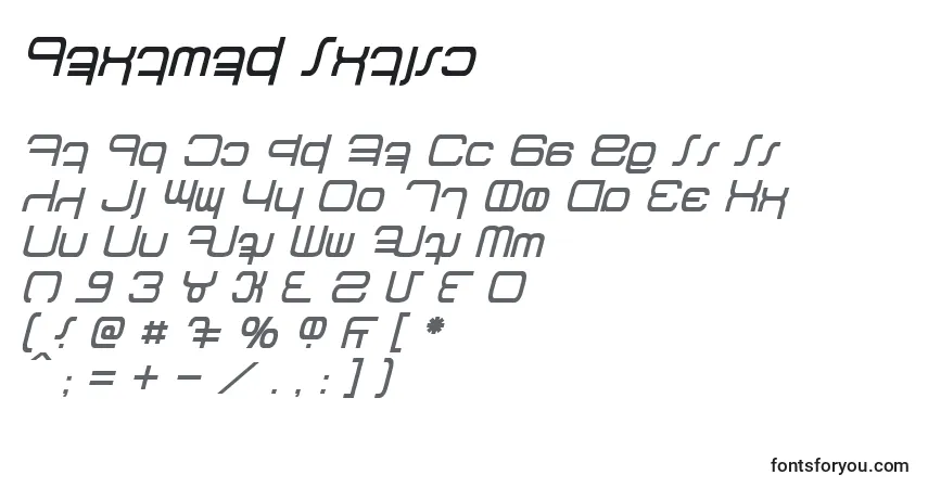 Schriftart Betazed Italic – Alphabet, Zahlen, spezielle Symbole