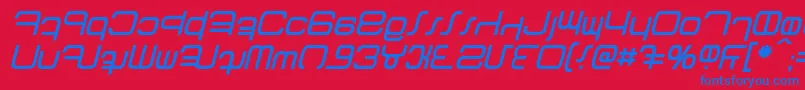 Betazed Italic-Schriftart – Blaue Schriften auf rotem Hintergrund