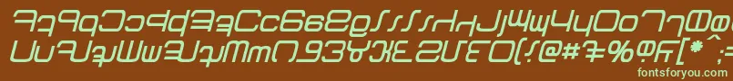 フォントBetazed Italic – 緑色の文字が茶色の背景にあります。