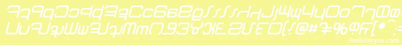 フォントBetazed Italic – 黄色い背景に白い文字