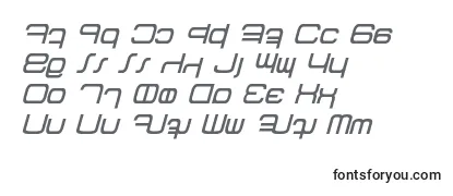 Überblick über die Schriftart Betazed Italic