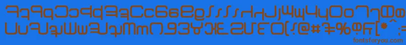 フォントBetazed – 茶色の文字が青い背景にあります。