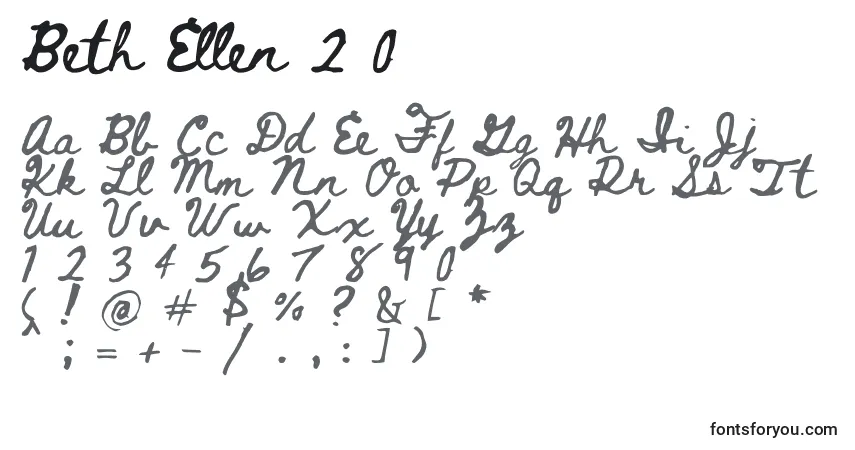 A fonte Beth Ellen 2 0 – alfabeto, números, caracteres especiais