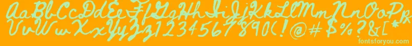 Beth Ellen 2 0 Font – Green Fonts on Orange Background