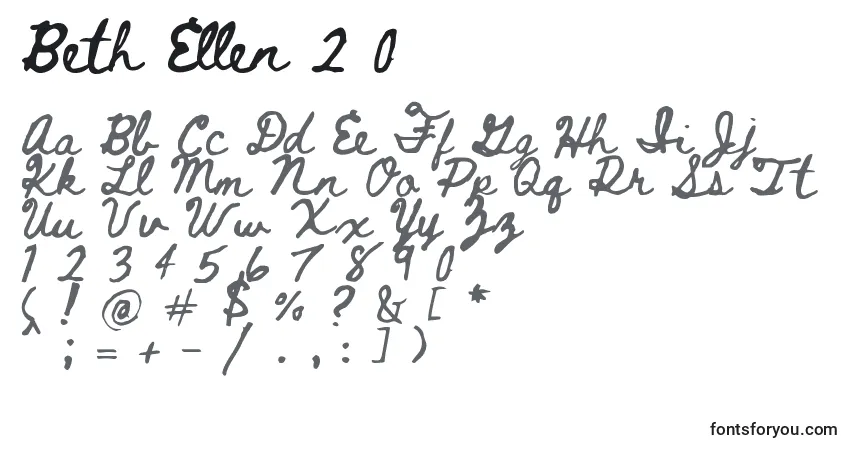 Schriftart Beth Ellen 2 0 (121161) – Alphabet, Zahlen, spezielle Symbole